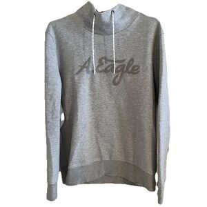 American Eagle Unisex M Gray Pullover Sweatshirt Funnel Neck Embroidered Logo